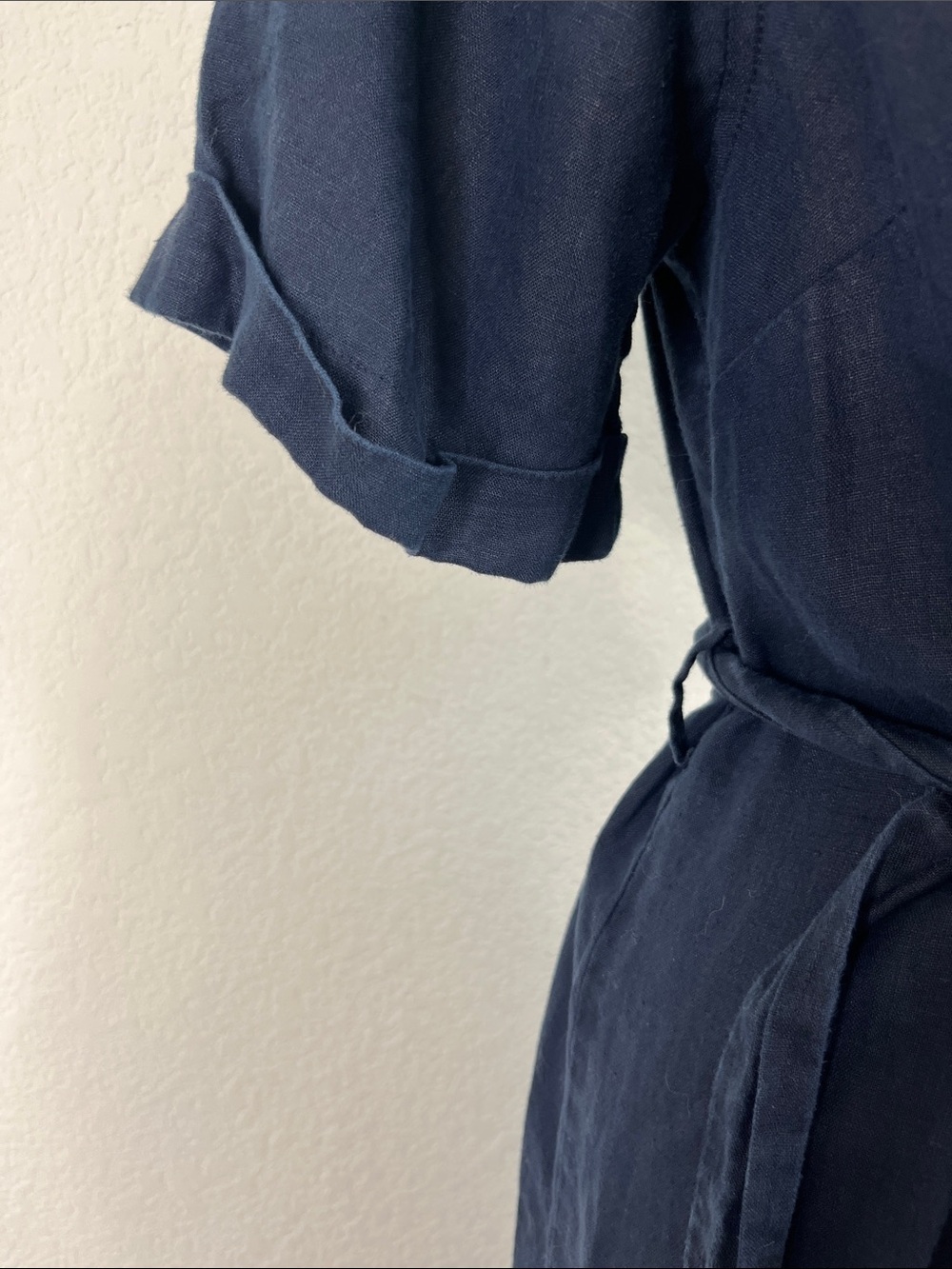 Aritzia Wilfred Eleta Linen Belted Button Front Tie Point Collar Midi Maxi Dress - Picture 4 of 11